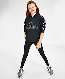 Big Girls Hooded Pullover and Aeroready Leggings with Backpack