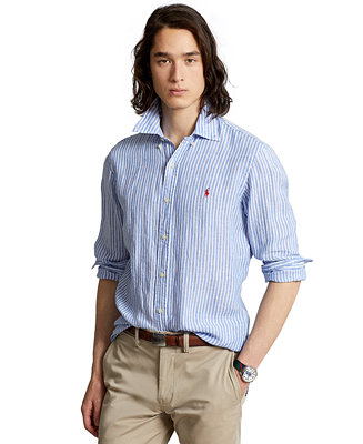 Polo Ralph Lauren Men's Classic-Fit Striped Linen Shirt & Reviews 