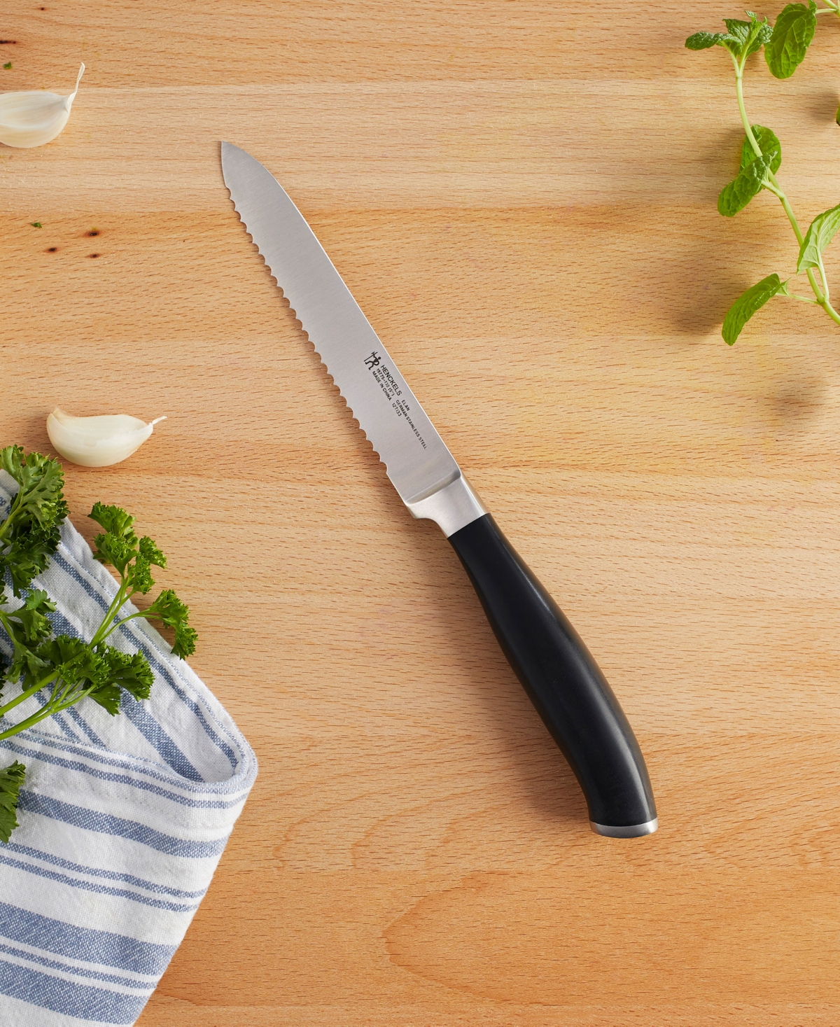 Henckels Elan Serrated Utility Knife - Stainless Steel Blade and Black Handle