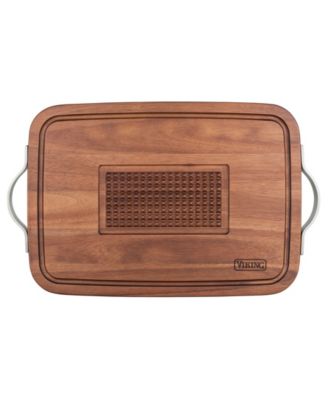 Acacia Carving Board with Juice Well and Metal Handles