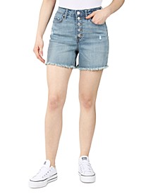 Juniors' Exposed-Button Fly Jean Shorts