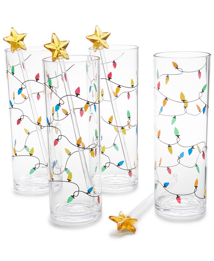 The Cellar Lights Tom Collins Acrylic Glasses & Star Stirrers, Set of 4,  Created for Macy's - Macy's