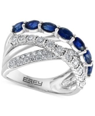 EFFY Collection - Sapphire (1-5/8 ct. t.w.) & Diamond (5/8 ct. t.w.) Crossover Ring in 14k White Gold