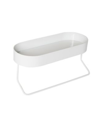 Honey-Can-Do Wall Mounted Bathroom Shelf with Towel Bar and Oval Top Tray, White