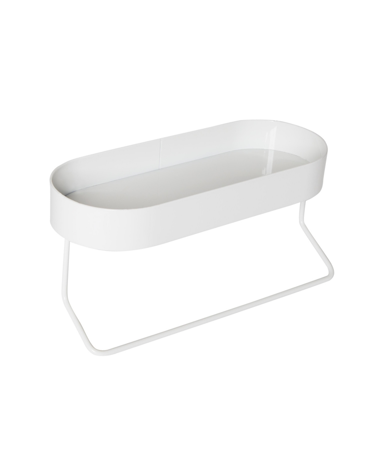 Honey Can Do Towel Bar And Oval Top Tray With Wall Mounted Bathroom Shelf In White
