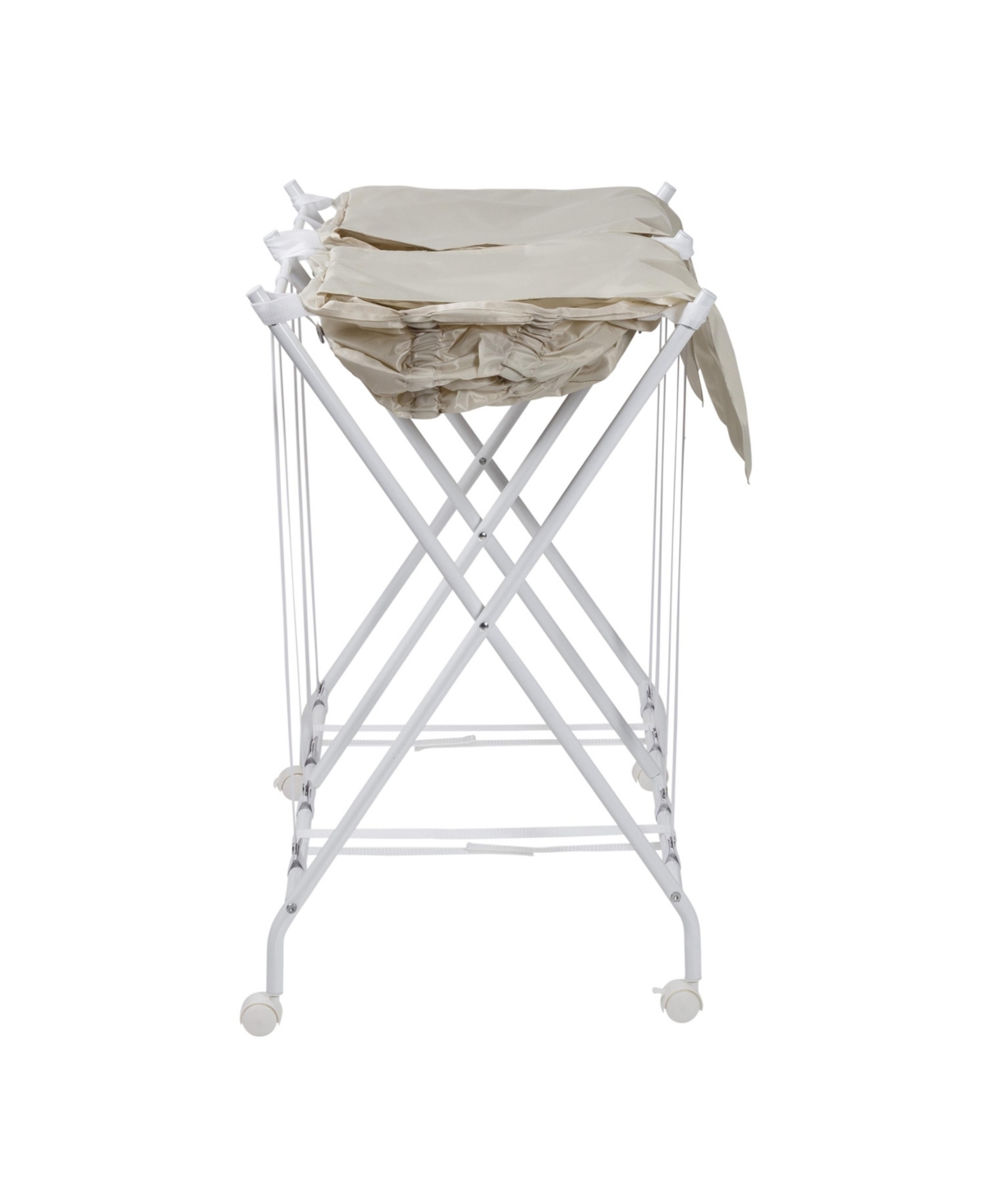 Shop Honey Can Do Double Bounce Back Hamper Foldable Bag Laundry Sorter On Wheels With Lid, Set Of 2 In White