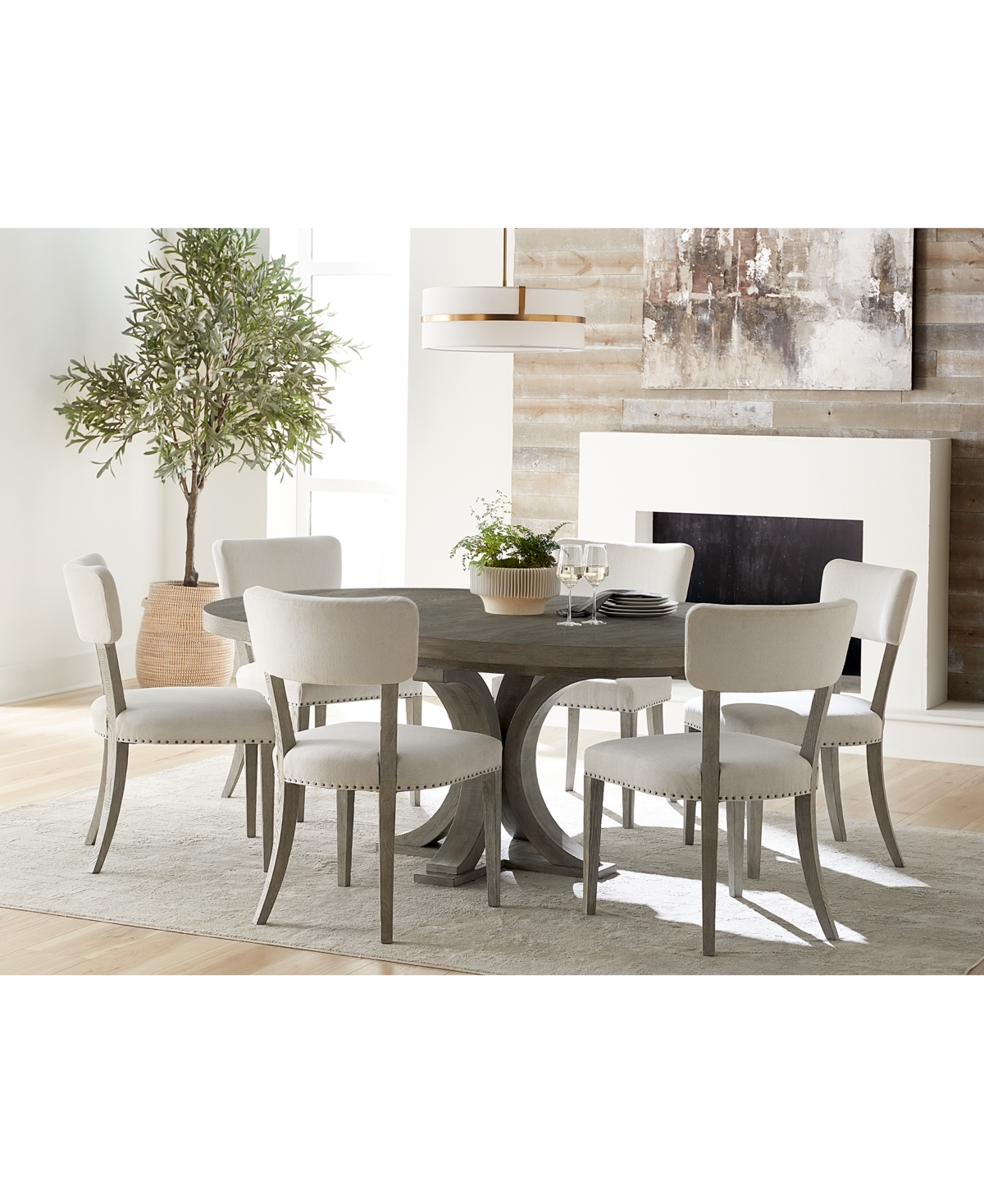 13039162 Albion 7-pc. Dining Set (Round Table and 6 Side Ch sku 13039162