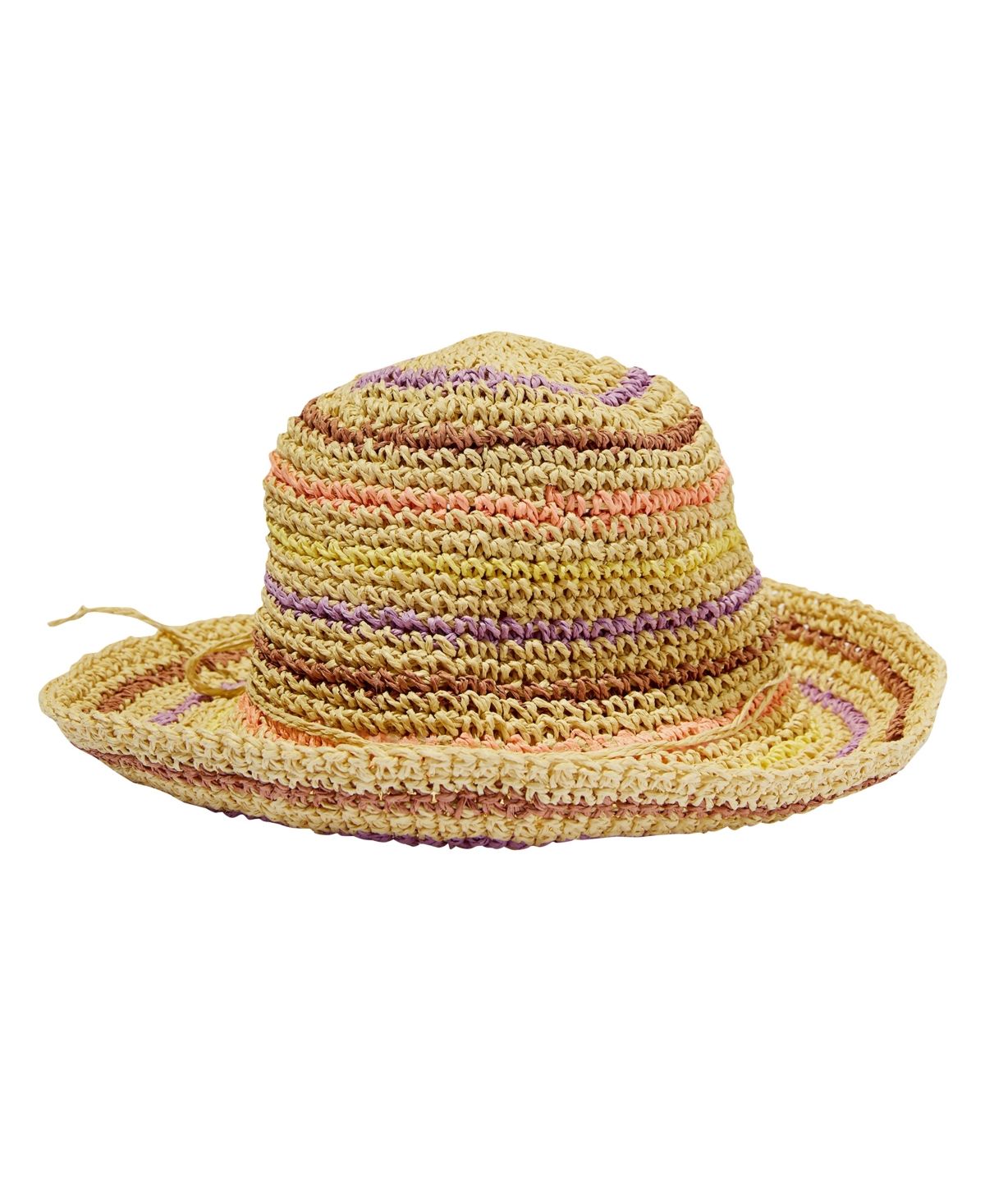 Cotton On Little Girls Crochet Floppy Hat In Crochet Pastel Rainbow Stripe