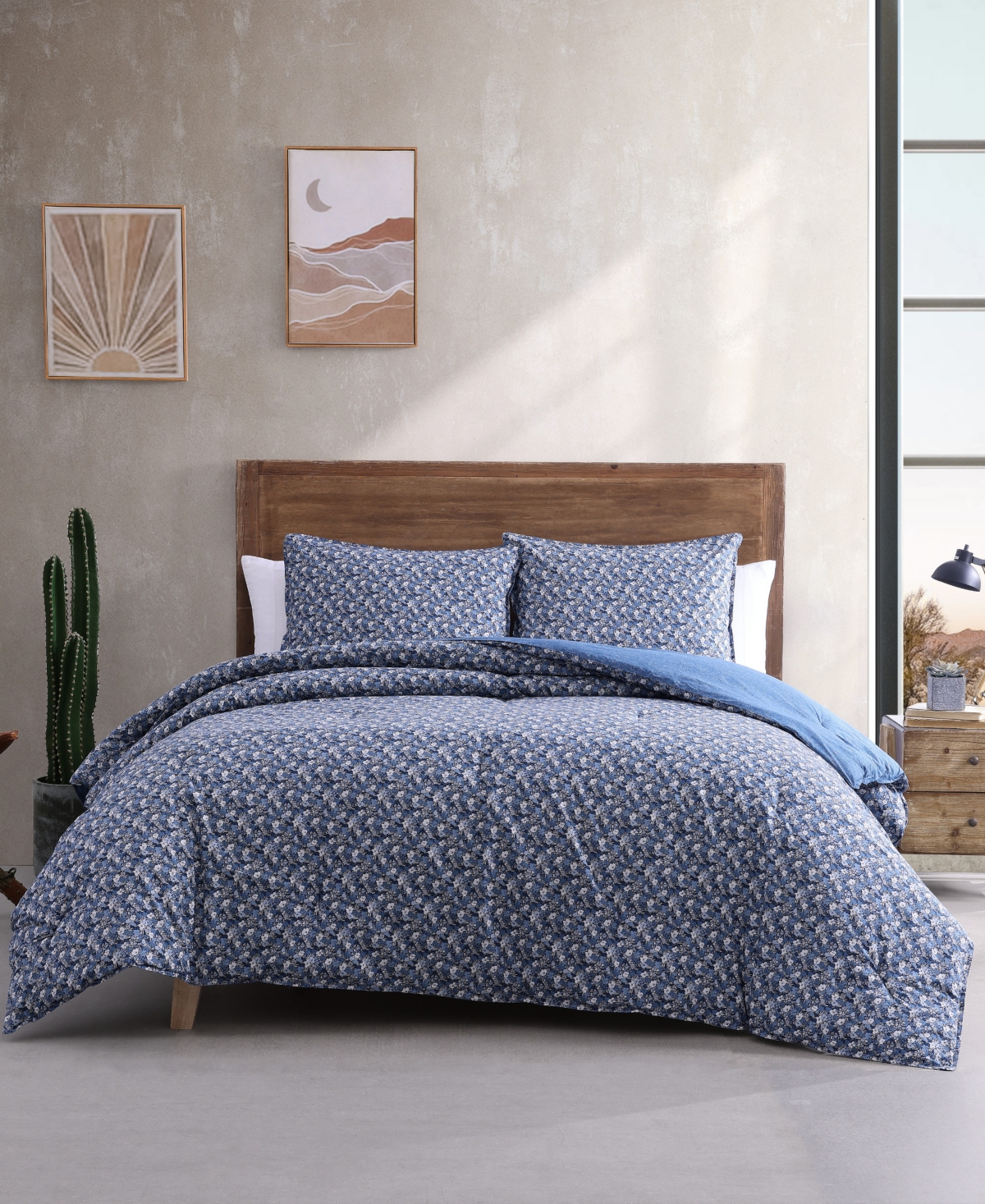 Wrangler Prairie Floral 2 Piece Comforter Set, Twin Bedding In Denim Blue