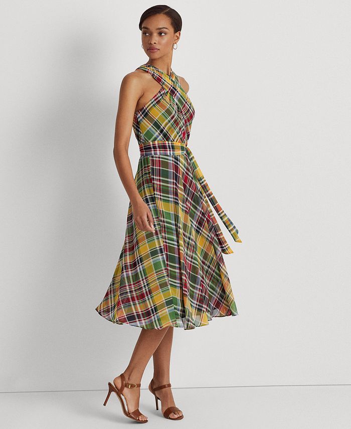 Lauren Ralph Lauren Plaid Crinkle Georgette Halter Dress & Reviews - Dresses  - Women - Macy's
