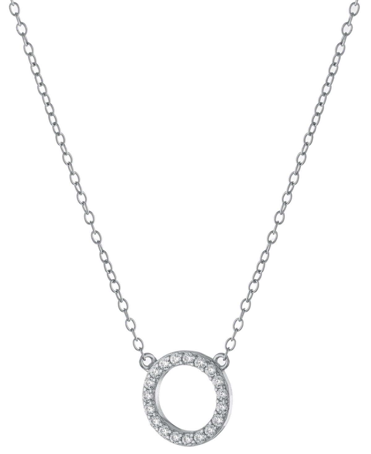 Cubic Zirconia Circle Pendant Necklace, 16" + 2" extender, Created for Macy's - Gold