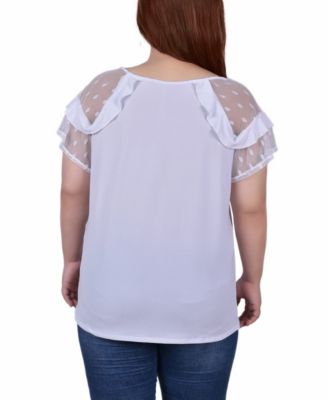 Plus Size Short Dot Sleeve Top