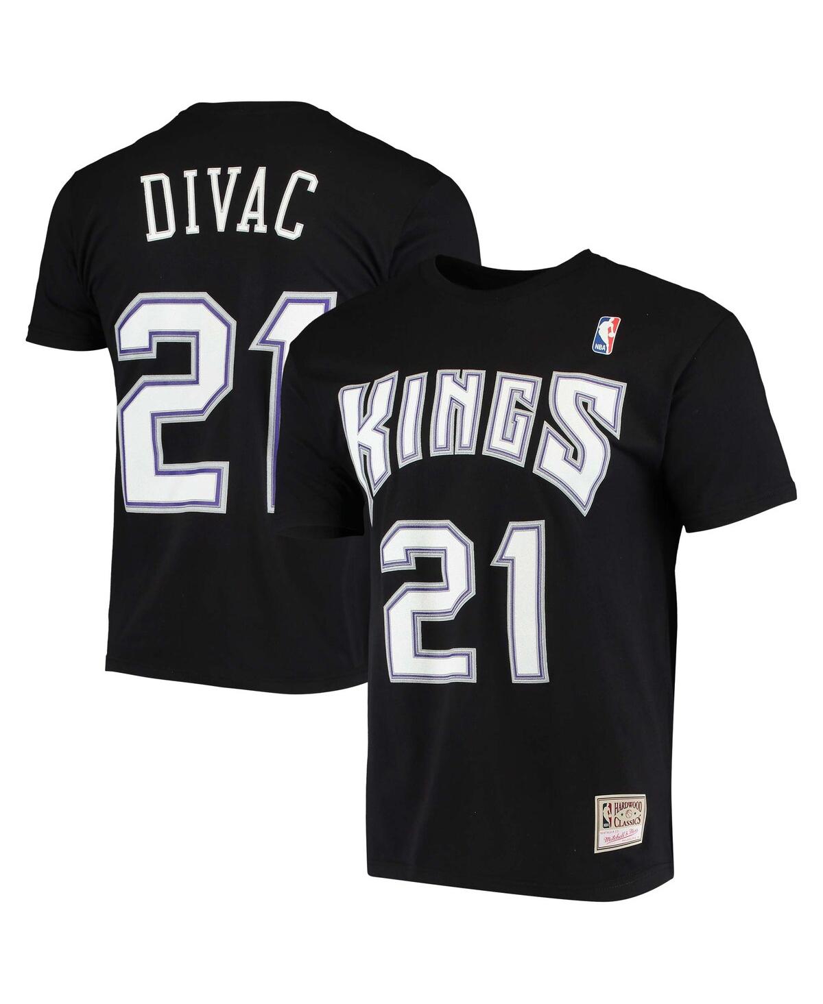 Mitchell & Ness Men's  Vlade Divac Black Sacramento Kings Hardwood Classics Stitch Name And Number T- In Black