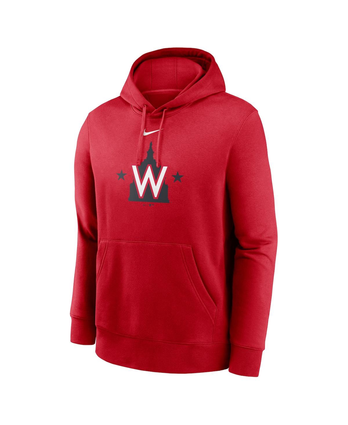 Shop Nike Men's  Red Washington Nationals Alternate Logo Club Pullover Hoodie