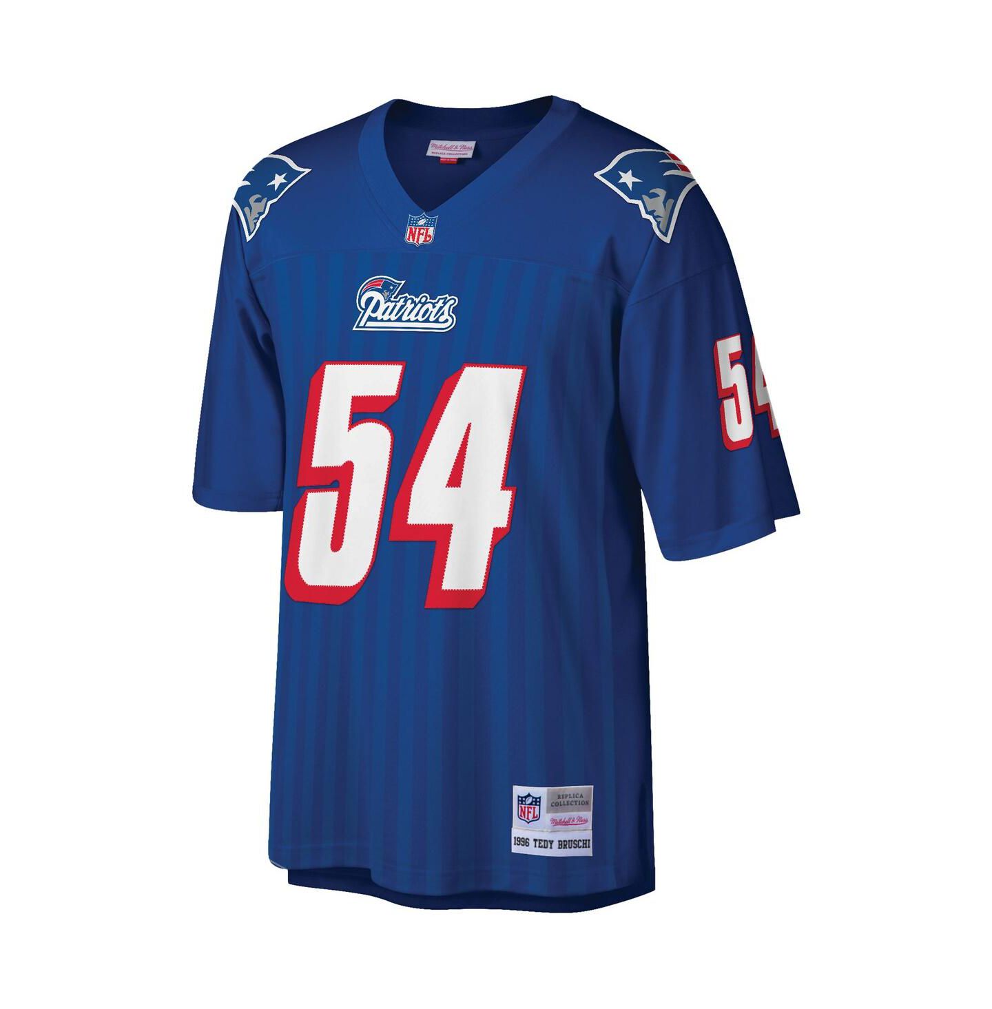 Мужской топ Mitchell & Ness Tedy Bruschi Royal New England Patriots Big and Tall 1996 Retired Player Replica Jersey — фото 3
