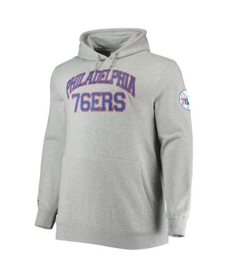 Men's Heather Gray Philadelphia 76Ers Hardwood Classics Big and Tall Throwback Pullover Hoodie