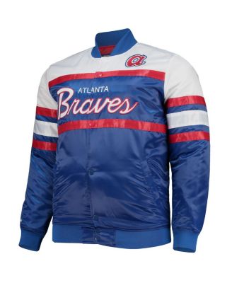 Men's Navy, Red Atlanta Braves Big and Tall Coaches Satin Full-Snap Jacket