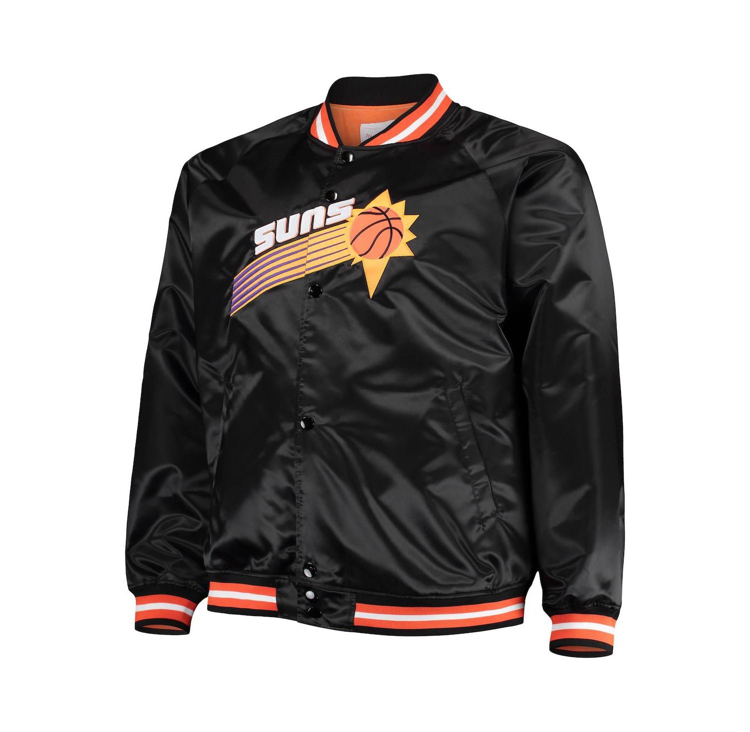 Men's Black Phoenix Suns Big and Tall Hardwood Classics Raglan Satin Full-Snap Jacket