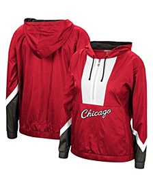 Women's Red Chicago Bulls Half-Zip Windbreaker 2.0 Hoodie