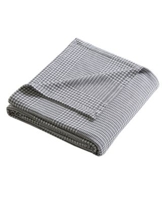 Kenneth Cole New York Houndstooth Stripe Dobby Cotton Blanket Collection Bedding