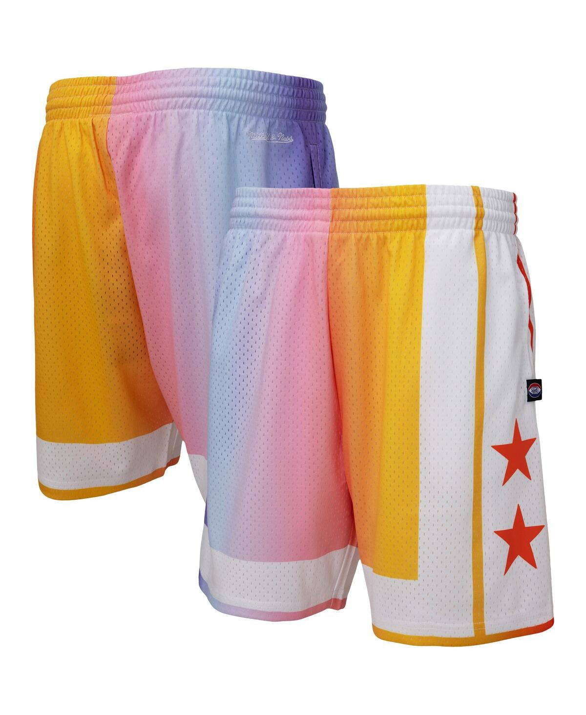 Shop Mitchell & Ness Men's  X Uninterrupted White, Yellow New York Nets Hardwood Classics Swingman Shorts In White,yellow