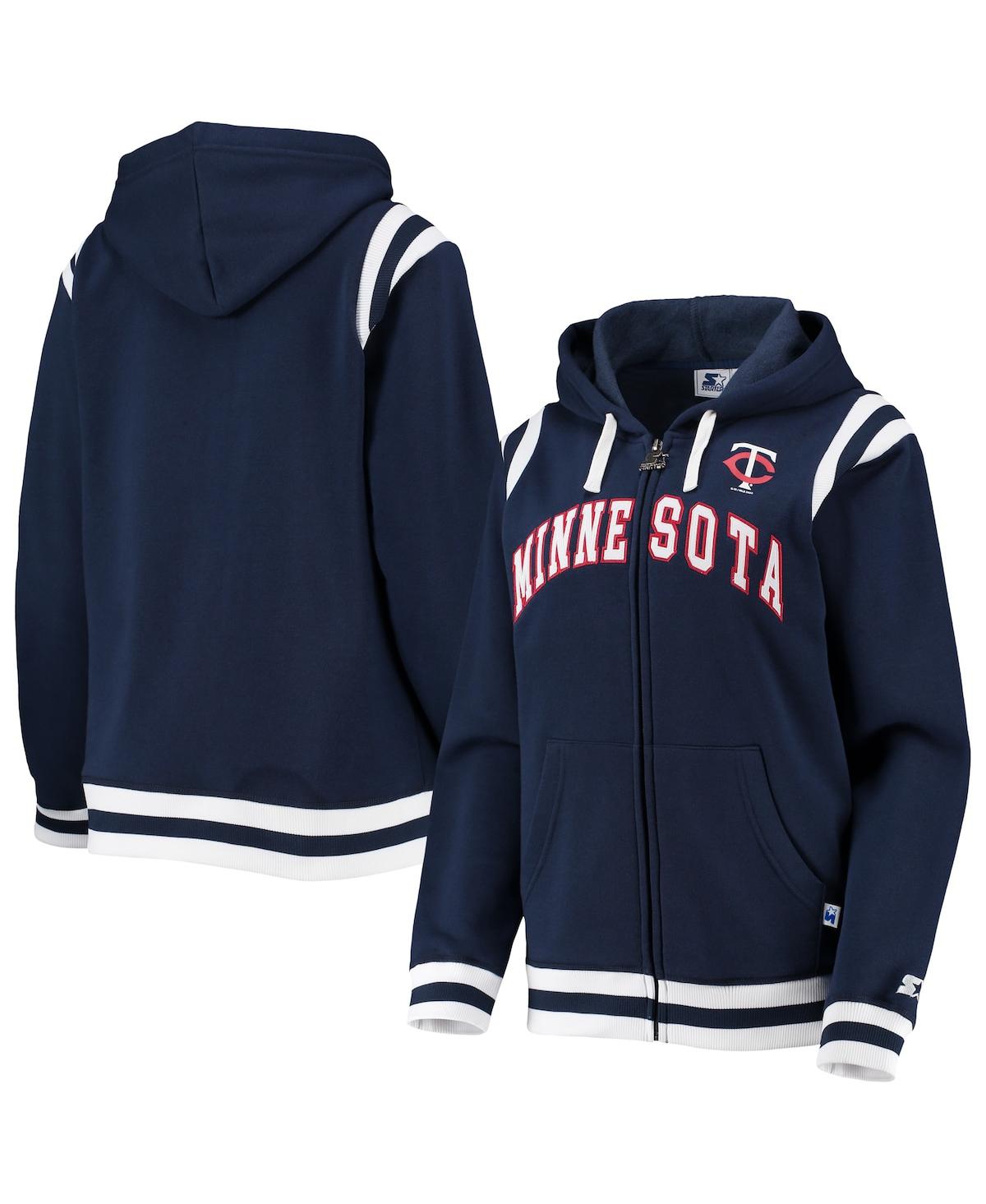 Shop Starter Women's  Navy Minnesota Twins Vintage-like Full-zip Hoodie