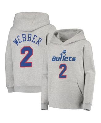 Big Boys and Girls Chris Webber Heather Gray Washington Bullets Hardwood Classics Name and Number Pullover Hoodie