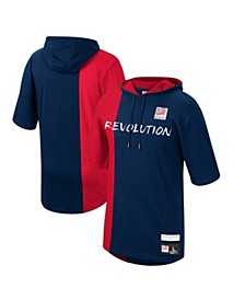 Men's Navy, Red New England Revolution Since '96 Split Color Short Sleeve Hoodie