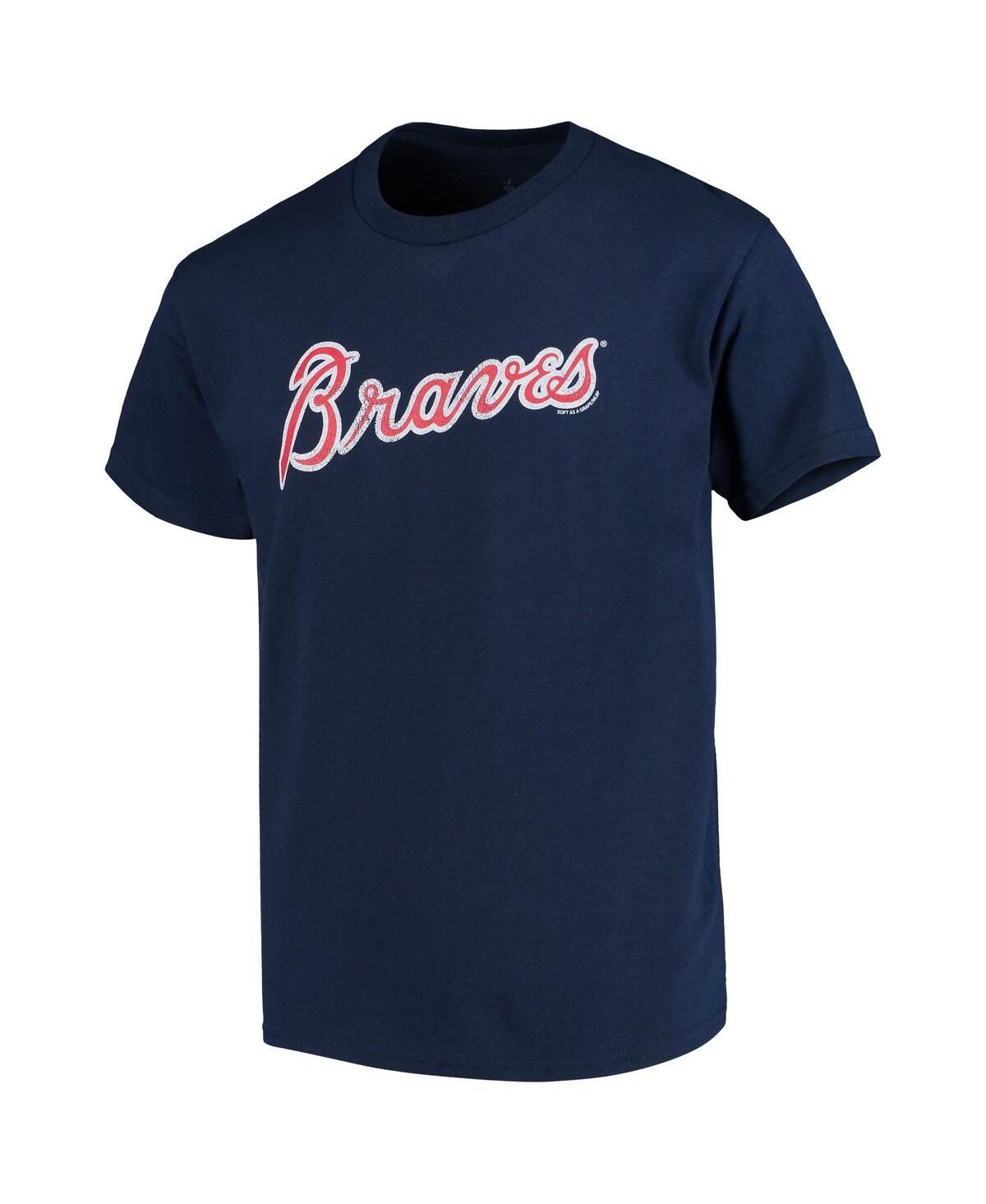 Soft As A Grape Big Boys Atlanta Braves Distressed Logo T-shirt In Navy
