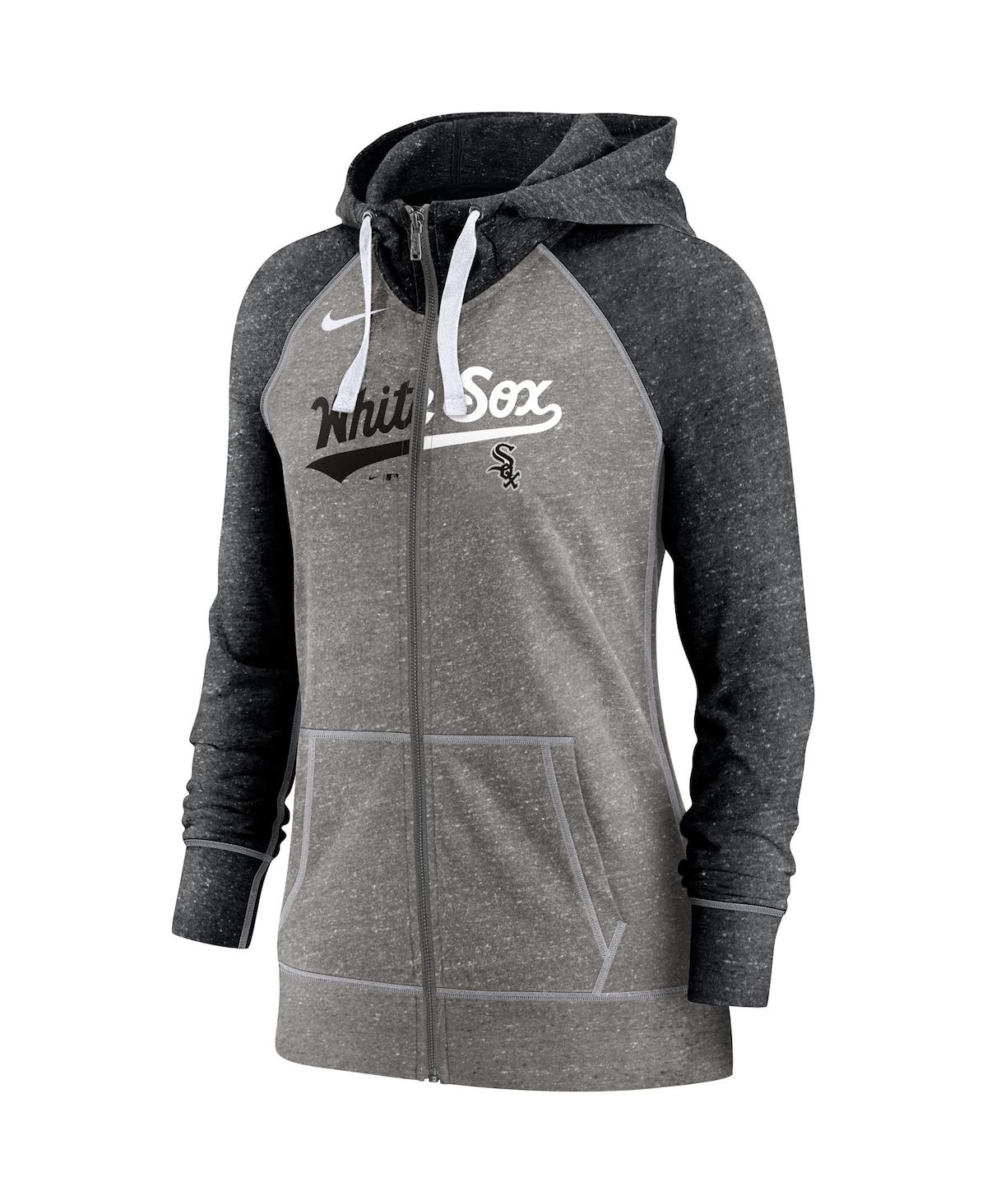 Nike Heather Charcoal/heather Black Chicago White Sox Split Wordmark Gym Vintage Raglan Lightweight In Heathered Charcoal,heathered Black