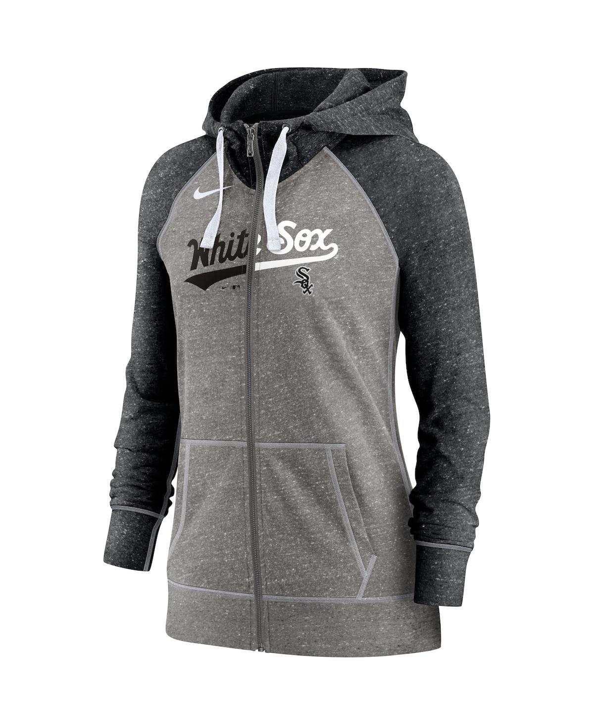 Shop Nike Women's  Heathered Charcoal And Heathered Black Chicago White Sox Split Wordmark Gym Vintage-lik In Heathered Charcoal,heathered Black