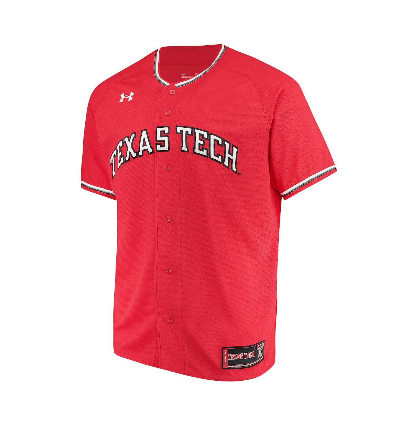 Мужской топ Under Armour Texas Tech Red Raiders Performance Replica Baseball Jersey, цвет: Красный — фото 3