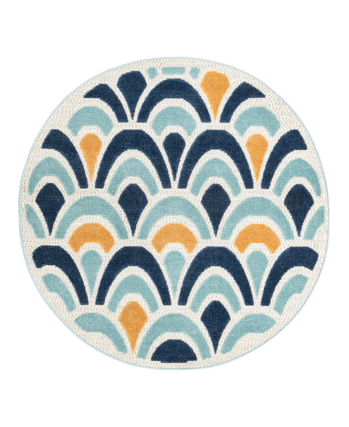 Bayshore Home Cayes Outdoor High-low Pile Cay-10 5'3" X 5'3" Round Area Rug In Blue