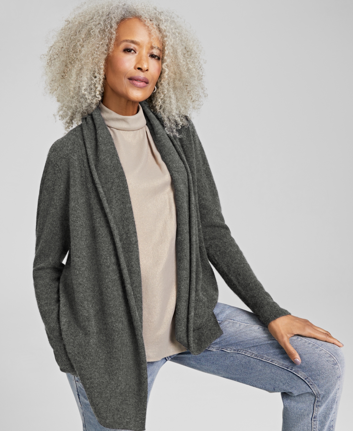 In cashmere open front cardigan hot sale