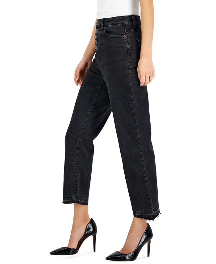INC International Concepts Women's HighRise ButtonFly StraightLeg Jeans, Created for Macy's