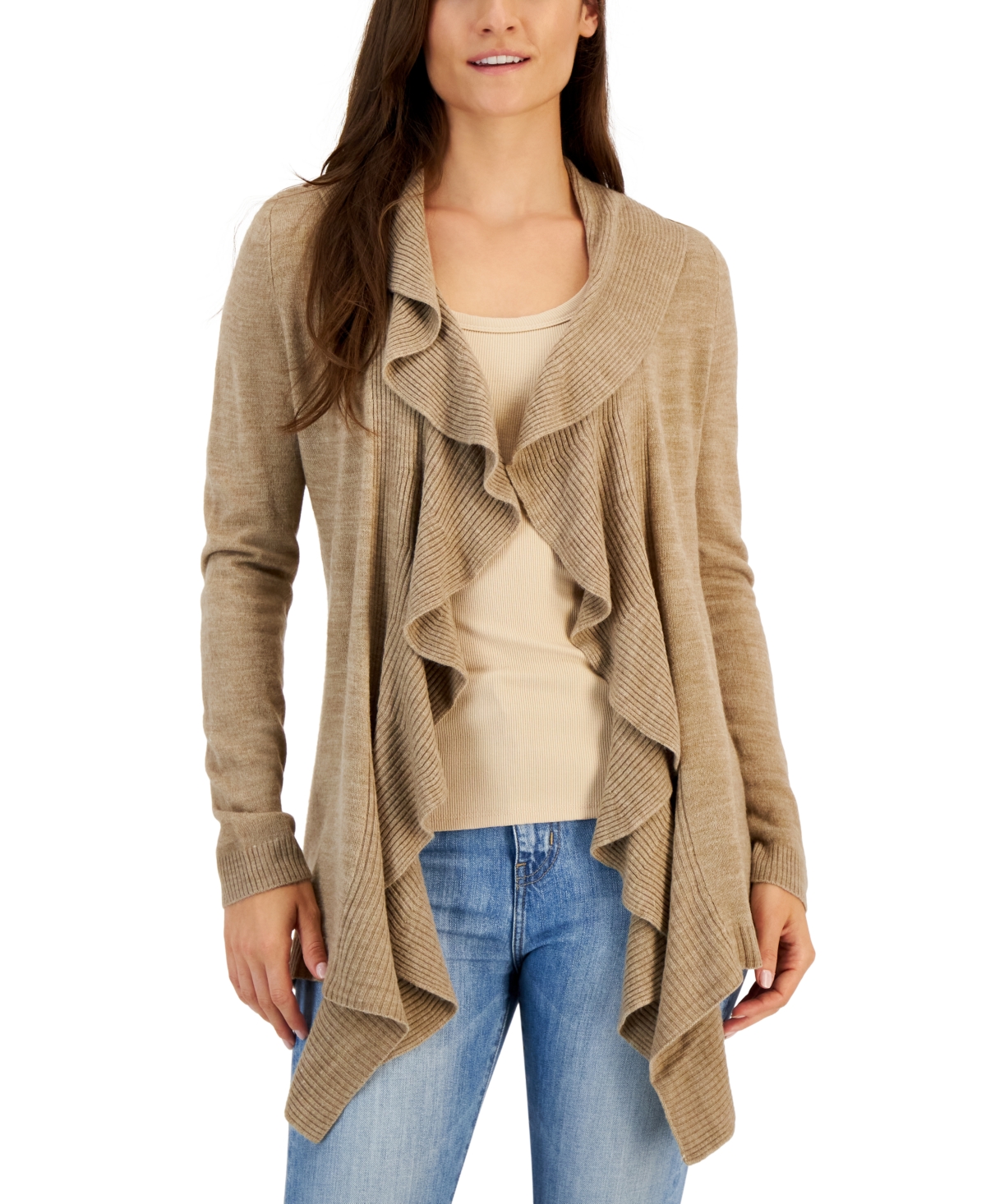Karen scott ruffled cardigan top