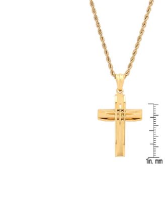 18k Gold Plated Stainless Steel Cut Accented Cross Pendant