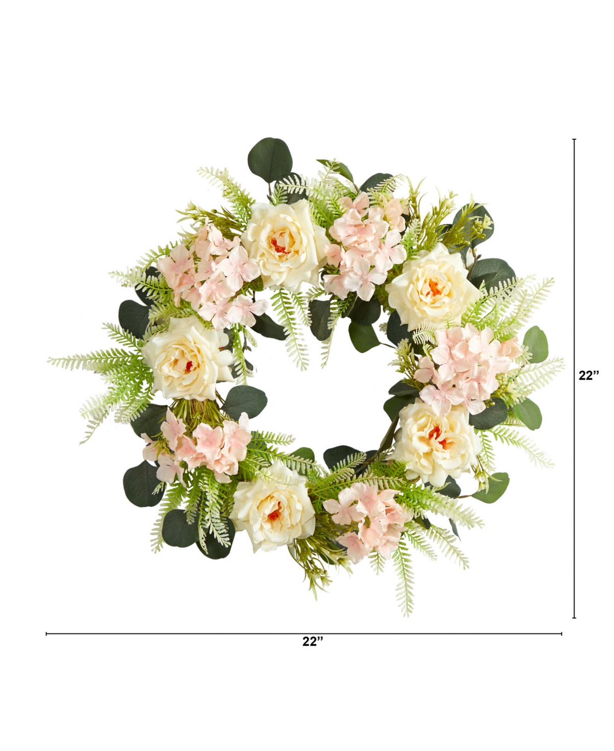 Rose and Hydrangea Artificial Wreath,
