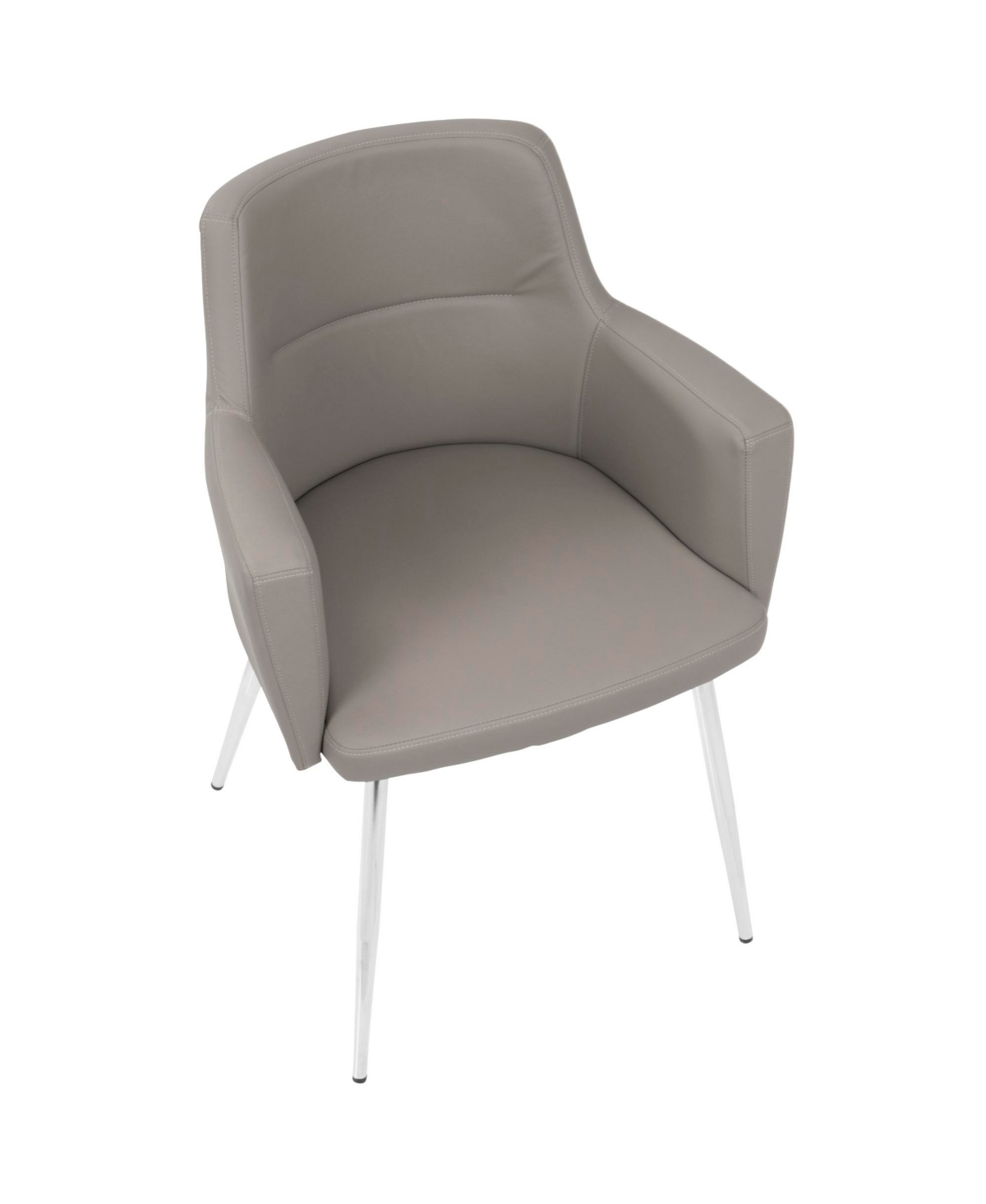Lumisource Andrew Contemporary Dining Accent Chair, 2 Piece Set - Chrome