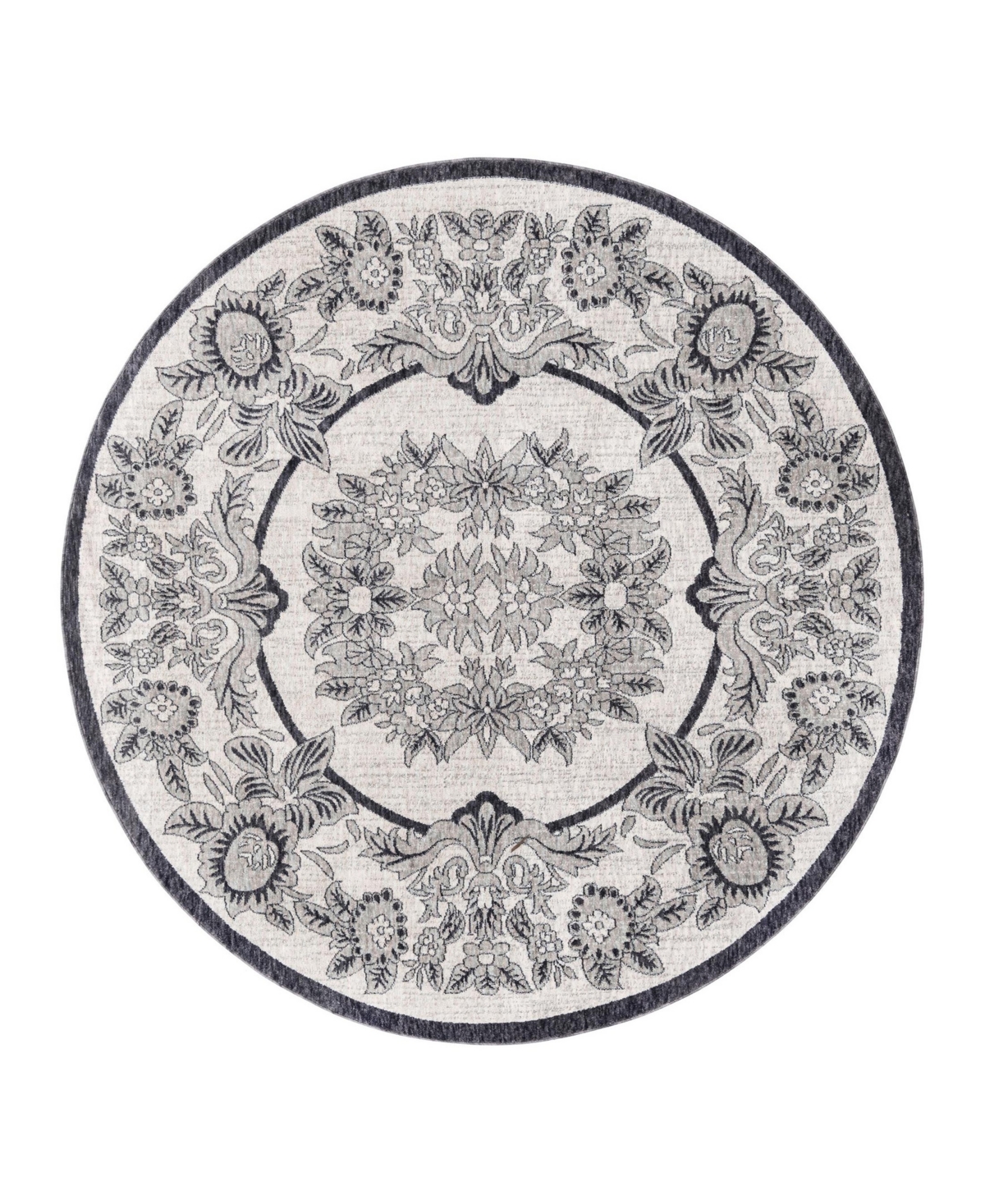 Bayshore Home Venerable Ven02 7' X 7' Round Area Rug In Ivory