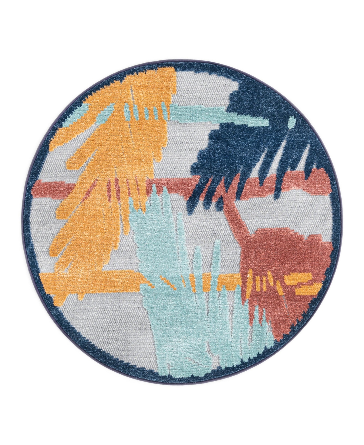 Bayshore Home Cayes Outdoor High-low Pile Cay-01 3'3" X 3'3" Round Area Rug In Gray