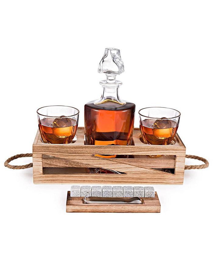 Whiskey Decanter Set for Men with 4 Glasses, Bourbon, Rum,  Scotch, Crystal Clear Decanter Sets - Whiskey Gifts for Men Dad Him  (Fashion Glass): Liquor Decanters
