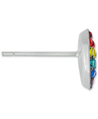 Giani Bernini Crystal Rainbow Heart Stud Earrings in Sterling Silver, Created for Macy's