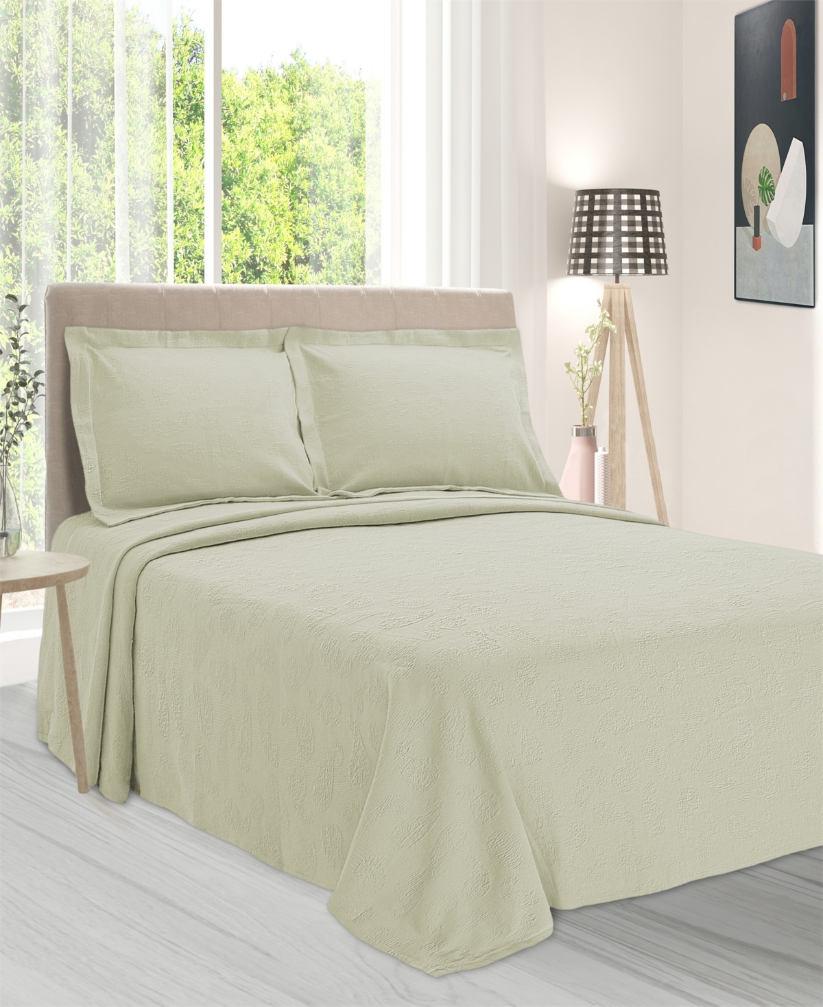 Superior 100% Cotton Paisley Matelasse All-Season 3-Piece Coverlet Set,