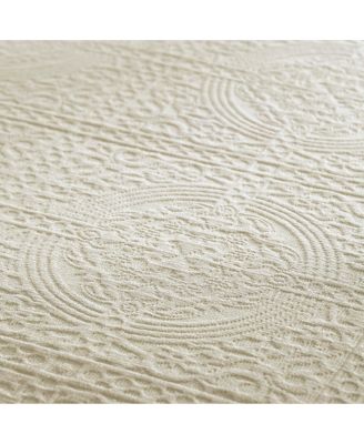 100% Cotton Fleur De Lis Medallion All-Season 3-Piece Coverlet Set, Queen