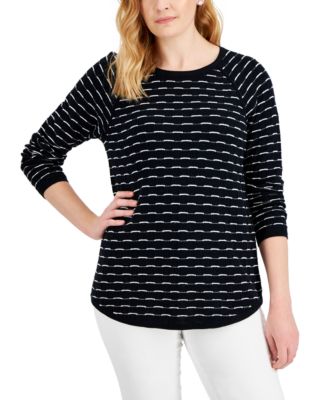 Karen Scott Women's Cotton Tuck-Stitch Sweater, Created for Macy's - Macy's