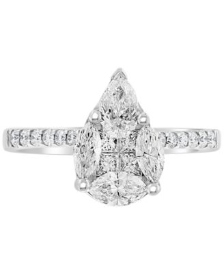 EFFY&reg; Diamond Pear Shaped Cluster Engagement Ring (1-1/5 ct. t.w.) in 14k White Gold