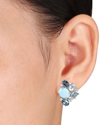 Larimar (6-3/8 ct. t.w.) & Multicolor Topaz (4-1/2 ct. t.w.) Cluster Stud Earrings in Sterling Silver