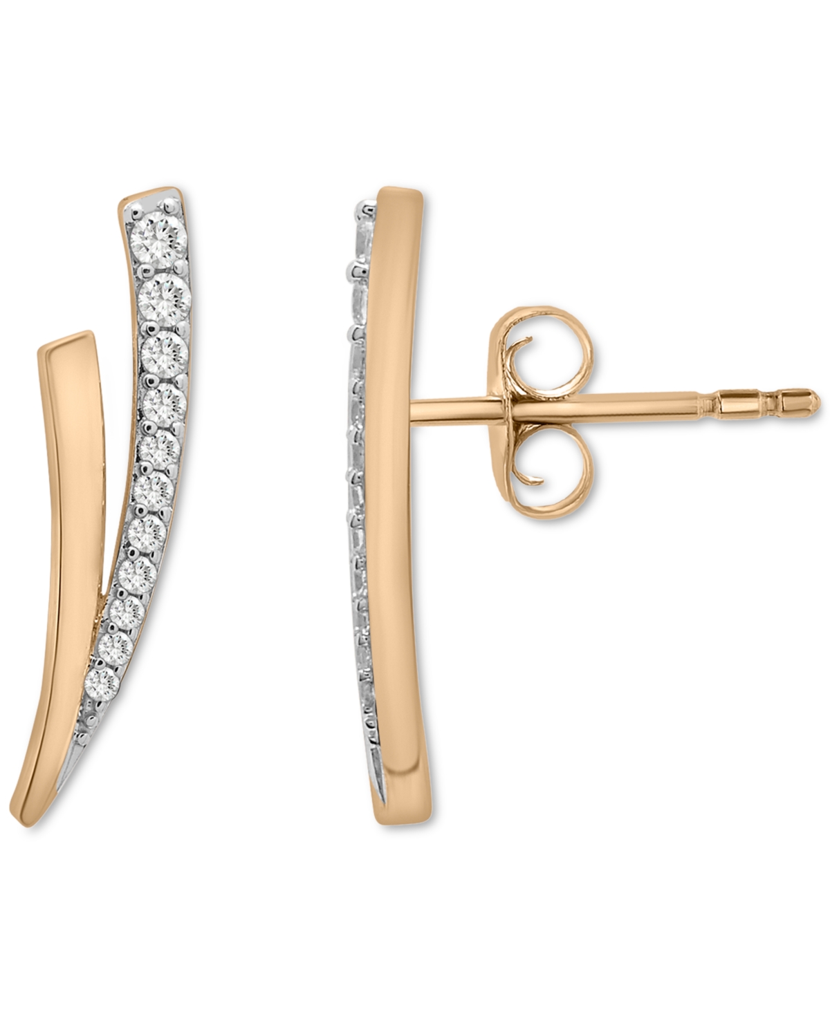 Wrapped Diamond Branched Stud Earrings (1/6 Ct. Tw) In 14k Gold, Created For Macy's In Yellow Gold