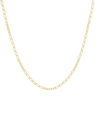 Italian Gold - Large & Small Curb Link 20" Chain Necklace in 10k Gold